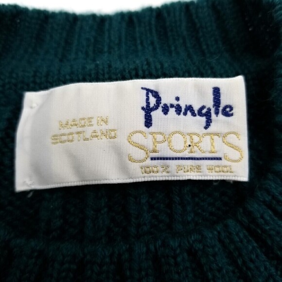 Pringle of Scotland Sports 100% Lambswool Knit Sweater Vintage Chain Link Crew - Picture 6 of 7